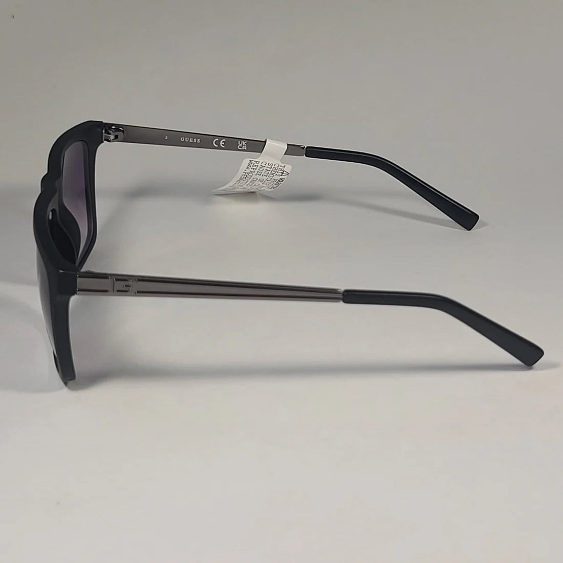 Guess Flat Top Square Sunglasses Matte Black Gunmetal Smoke Lens GF0176 02B