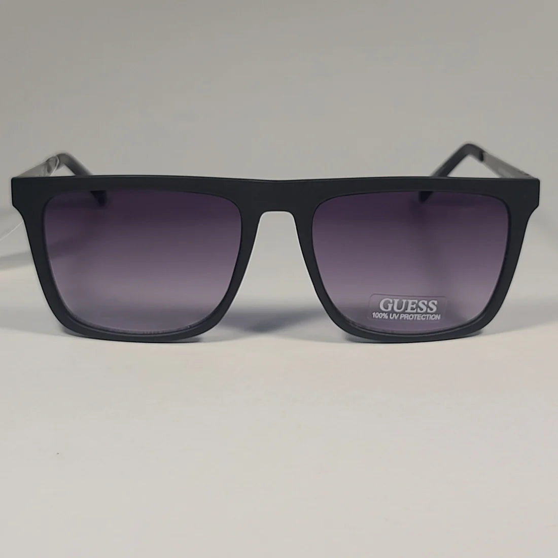 Guess Flat Top Square Sunglasses Matte Black Gunmetal Smoke Lens GF0176 02B