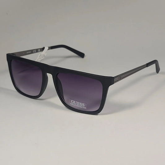 Guess Flat Top Square Sunglasses Matte Black Gunmetal Smoke Lens GF0176 02B