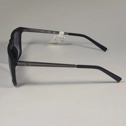 Guess Flat Top Square Sunglasses Matte Black Gunmetal Smoke Lens GF0176 02B
